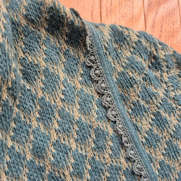 Anthropologie Knitted & Knotted Cardigan Sweater Green Beige L - Picture 5 of 14